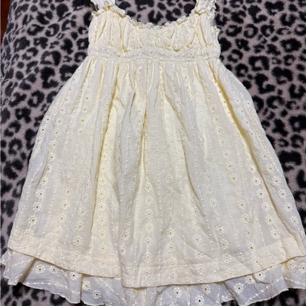 Women’s Yellow Eyelet Sundress - Classic Summer Dress